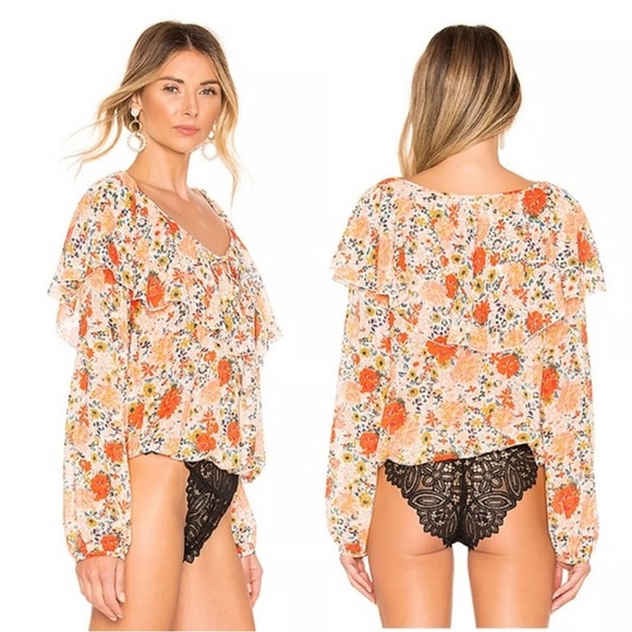 Intimately Free People Say It To Me Floral Ruffle Romantic Boho Summer Bodysuit - Picture 1 of 15
